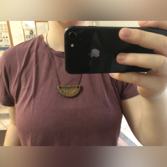 Glazed Ceramic Halfmoon Necklace - Picture 5 of 7